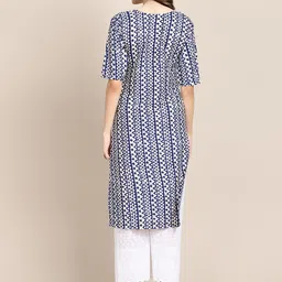 7threads KALINI Women's Crepe Beige & Blue Color Floral Printed Straight Kurta (PACK OF 2) image 5