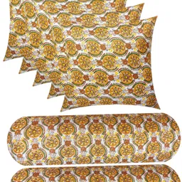 actos Combo Set of 5 Cushion And 2 Microfibre Floral Bolster Pack of 7-picture-24