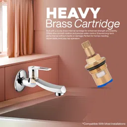 flipkart smartbuy FKLB706-ESPIRION Long Body Water Tap with Solid Brass & Chrome Finish for Bathroom & Kitchen Bib Tap Faucet image 3