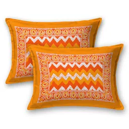 uniqchoice Yellow Abstract 120 TC Cotton Queen Sized Bedsheet with 2 Pillow Cover image 5