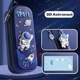 triple paper Space Astronaut Double Zipper Hard Shell Pencil Case for Boys Space Pencil Box Art EVA Pencil Box image 2