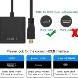 Tobo Micro HDMI to VGA Adapter with 3.5mm Audio Jack Male to Female Converter Adapter USB Adapter image 4