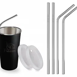 marwall Stainless Steel Glass With Straw Plus Extra Travel Lid Glass Water/Juice Glass-picture-11