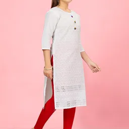 BAESD Girls Ethnic Motifs Embroidered Thread Work Pure Cotton Kurta Set image 3