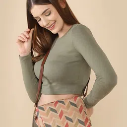 THE CLOWNFISH Cream-Coloured Geometric Oversized Structured Sling Bag image 1