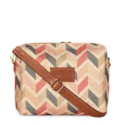 THE CLOWNFISH Cream-Coloured Geometric Oversized Structured Sling Bag image 3