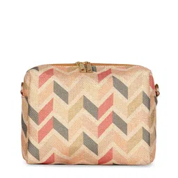 THE CLOWNFISH Cream-Coloured Geometric Oversized Structured Sling Bag image 5