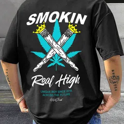 tripbroz Men Graphic Print Round Neck Cotton Blend Black T-Shirt image 1