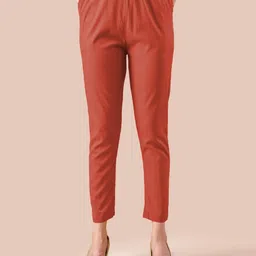 lyra Women Regular Fit Orange Cotton Blend Trousers-picture-38