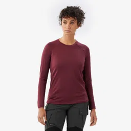 Women Merino Resist Long-sleeved Merino wool T-shirt - Burgundy-image-22