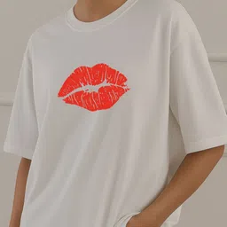 moda rapido Women Graphic Print Round Neck Pure Cotton White T-Shirt image 3