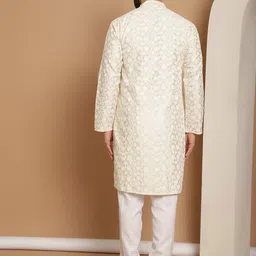 Anouk Floral Embroidered Band Collar Regular Kurta & Churidar image 5