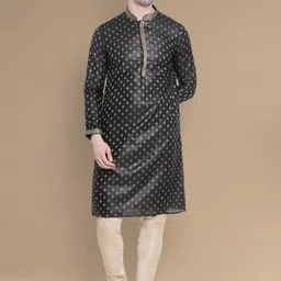 here&now x sanwara Sanwara Geometric Woven Design Mandarin Collar Long Sleeves Kurta with Churidar-picture-33