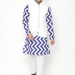 Hangup Men Blue Kurta with Churidar & Nehru Jacket-picture-11