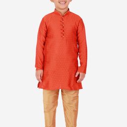 Pro-Ethic STYLE DEVELOPER Boys Orange & Gold-Toned Kurta with Churidar-picture-37