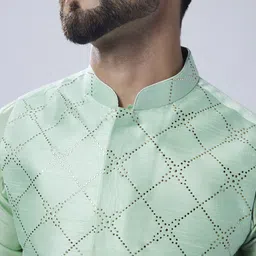 KISAH Mandarin Collar Kurta And Churidar With Nehru jacket image 2