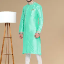 here&now x sanwara Sanwara mANDARIN cOLLAR Regular Kurta With Churidar image 4
