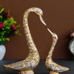eCraftIndia Gold-Toned & Silver-Toned Handcrafted Swan Couple Decorative Figurine Showpiece-picture-37