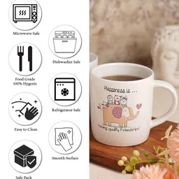 cdi White Quotes Printed 300 ml Ceramic (Set of 2) Coffee Mug image 5