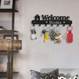 suveharts Key Holder | Welcome Home Metal Keyholder | Steel Key Holder Wood Key Holder image 5