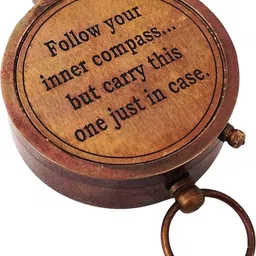 shoptreed Follow Your Inner Compass Personalized Engraved Antique Brass Compass in Wood box Compass image 3