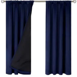 bfam Solid (Pack of 2) 6 Ft Blackout Eyelet Polyester Window Curtain ( Navy Blu) image 3