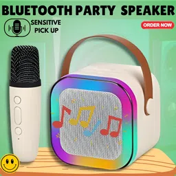 FRONY K12 (PORTABLE BLUETOOTH SPEAKER) with Karaoke Mic & RGB Light, 6Hrs PlaytimeG326 10 W Bluetooth Laptop/Desktop Speaker-image-95