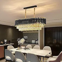 risa 600x300 MM Gold Black Crystal Pendant Chandelier Ceiling Lights Hanging Chandelier Ceiling Lamp image 4
