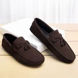 Brown Suede Leather Casual Loafers for Men (ITSUTA) Size 11 Loafers For Men-image-5