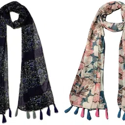 Printed Chiffon Women Multicolor Scarf, Stole, Fancy Scarf-image-9