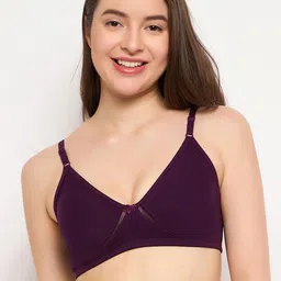 Clovia Cotton Rich Non Padded Wirefree T-Shirt Bra In Purple-picture-17