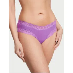 Victoria's Secret Purple The Lacie Lace-Waist Cotton Cheeky Panty-image-45