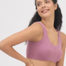 Clovia Mauve Cotton Non-Padded Non-Wired Full Coverage Beginners T-Shirt Bra image 4