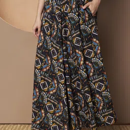 lookshine Women Flared Black Polyester Trousers-picture-35