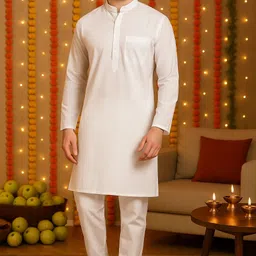 excent Men Pure Cotton Kurta Pyjama Set-picture-22