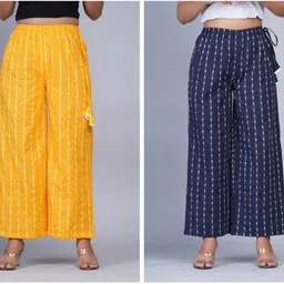 welcomekurti Pack of 2 Women Regular Fit Multicolor Pure Cotton Trousers-picture-27