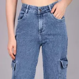 skiiestreet Women Boot-Leg Mid Rise Light Blue Jeans image 5