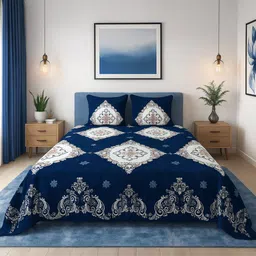 schp Woolen, Velvet Double Flat 240 TC Printed Bedsheet-picture-19