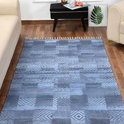 HOMADORN Blue Printed Rectangular Dhurrie-picture-21