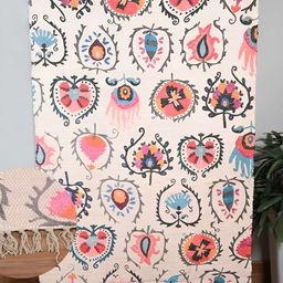 HOMADORN Beige & Pink Ethnic Motifs Printed Floor Dhurries-picture-20