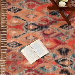 HOMADORN Orange Rectangular Printed Floor Dhurrie image 4