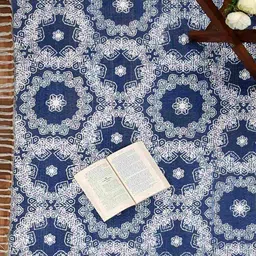 HOMADORN Blue Rectangular Printed Floor Dhurries image 3