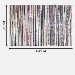 Oxolloxo Beige & Black Striped Woven Design Rectangle Floor Mats & Dhurries image 4