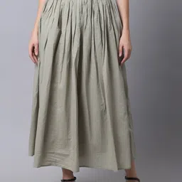 KURTSY Women Green Solid Maxi Flared Skirts-picture-28