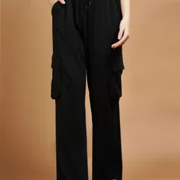 snapup Women Flared Black Lycra Blend Trousers-picture-18