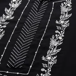 PIROH Women Black Yoke Design Yoke Design Keyhole Neck Thread Work Kurta image 2