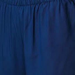 Globus Blue Floral Printed Regular A-Line Kurta with Trousers image 3