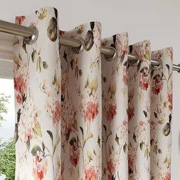 DDecor Peach-Coloured Green Floral Room Darkening Door Curtain image 2