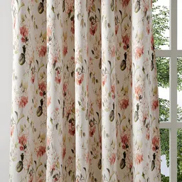 DDecor Peach-Coloured Green Floral Room Darkening Door Curtain image 3