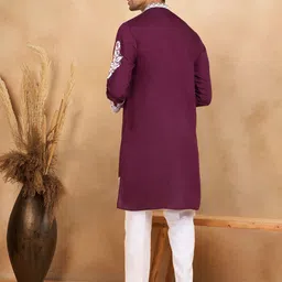 KRAFT INDIA LUXE Men Ethnic Motifs Embroidered Regular Kurta with Trousers image 3